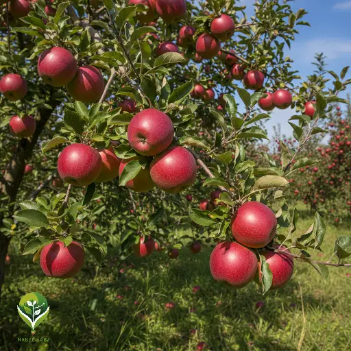 سیب های رسیده و اماده برداشت